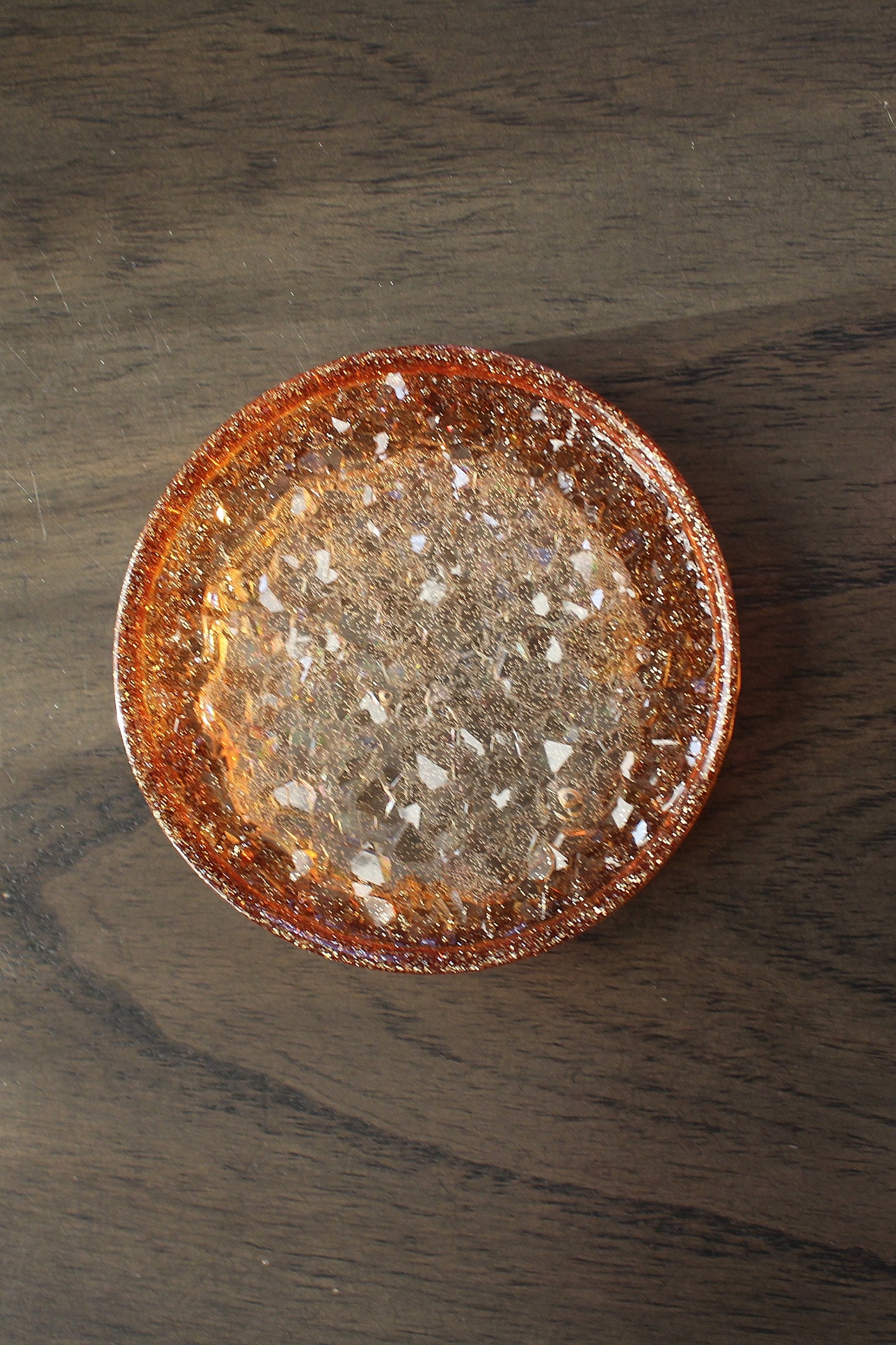 Orange and Gold Druzy Ring Dish