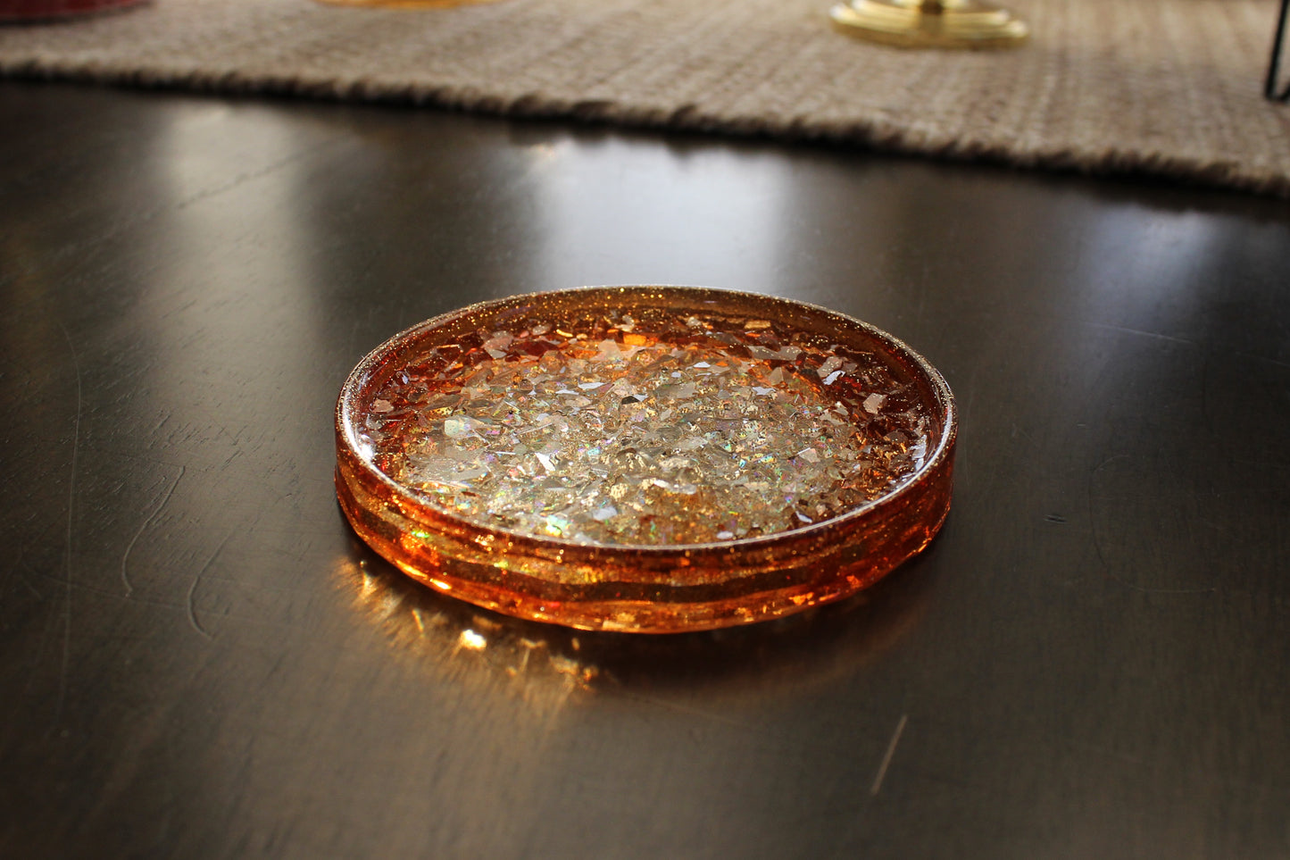 Orange and Gold Druzy Ring Dish