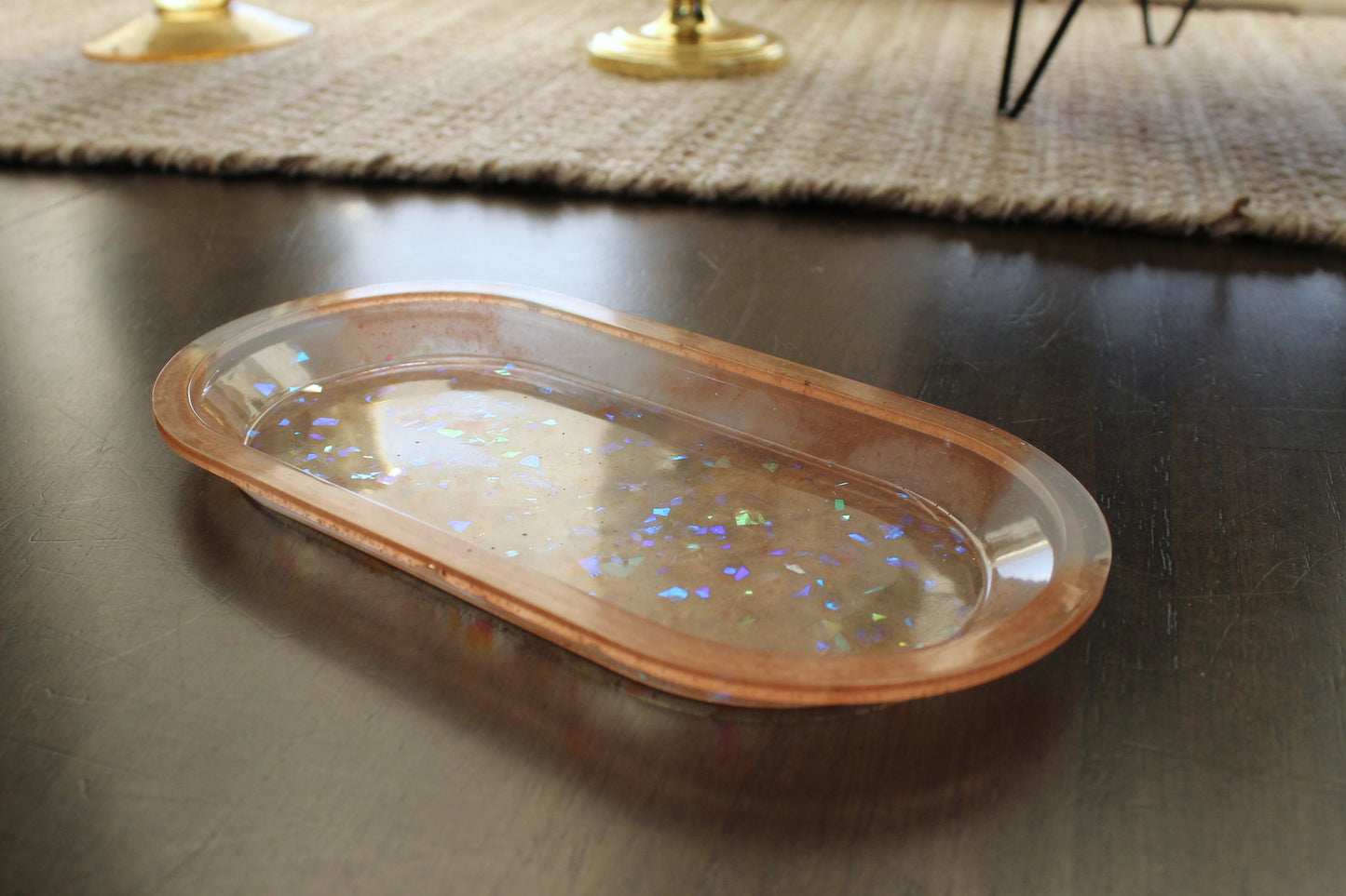 Rose Gold Iridescent Ring Tray