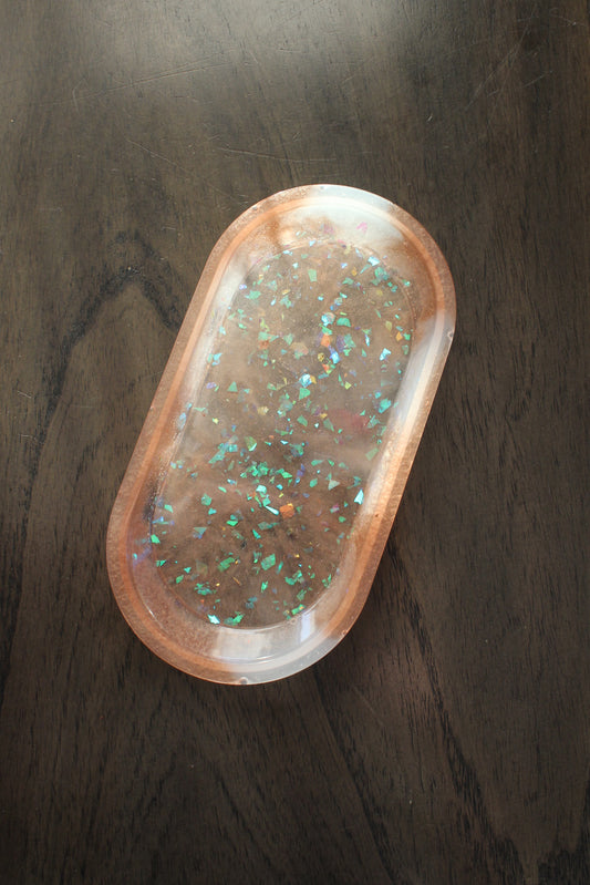 Rose Gold Iridescent Ring Tray