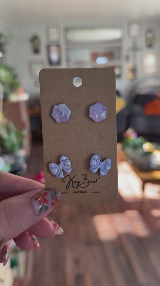 Purple Bow Studs