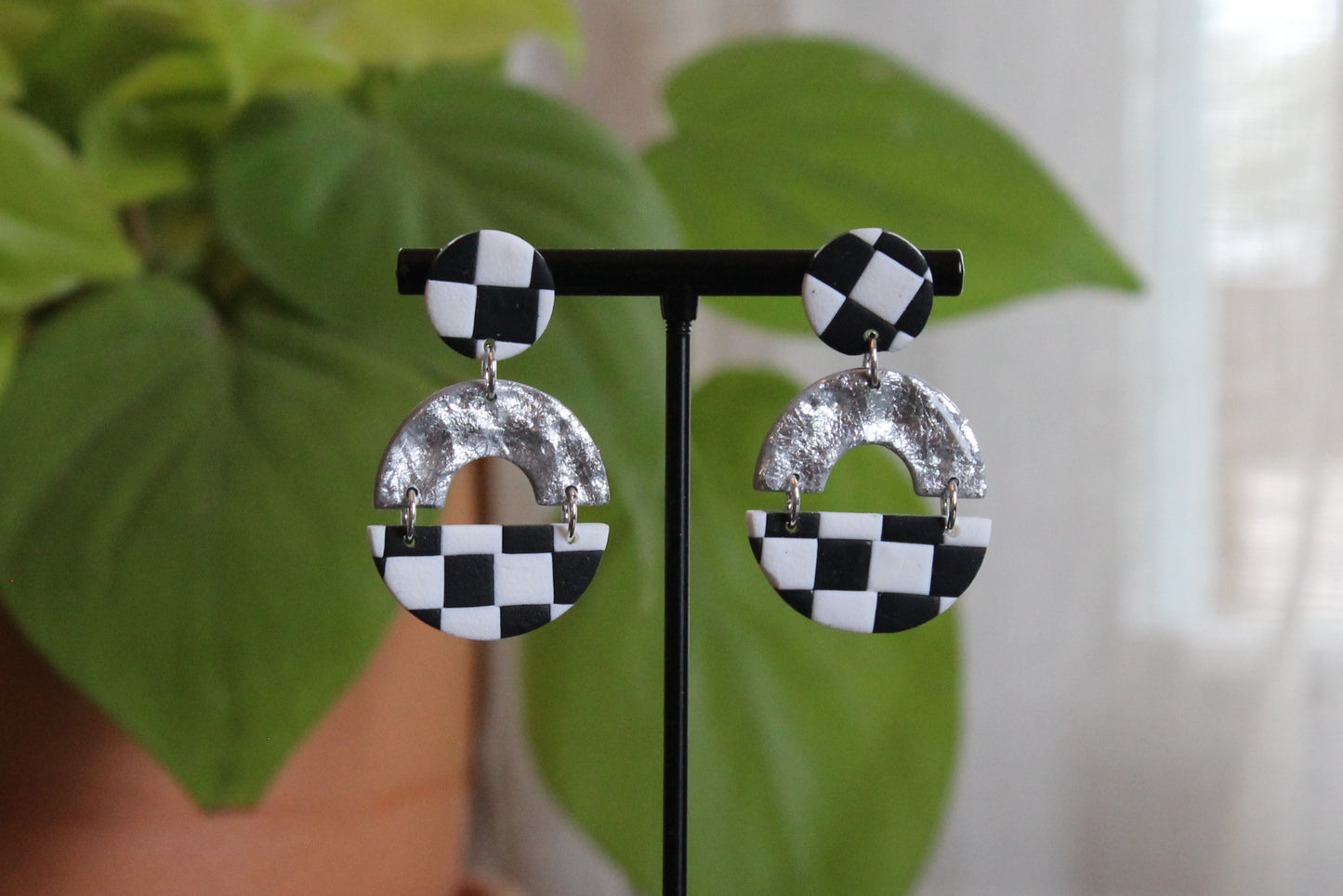 Metallic Checkered Dangles